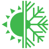 icons (4) A green sun and snowflake on a green background